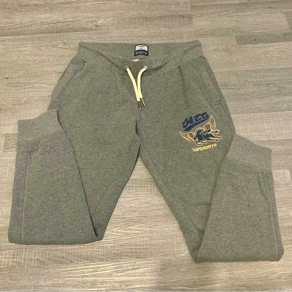 Superdry joggers. Women’s size US 10 Medium grey with embroidered logo